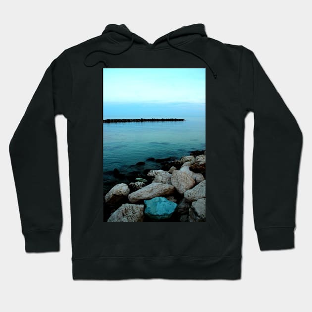 Transparent Adriatic sea with white black and blue stones Hoodie by KristinaDrozd